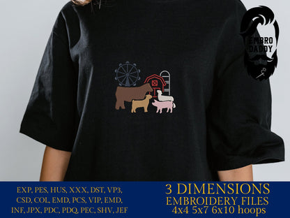 Machine Embroidery files, Fair Season, Show Livestock, Show pig, steer, sheep, goat, PES, dst, xxx hus & more
