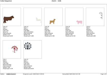 Machine Embroidery files, Fair Season, Show Livestock, Show pig, steer, sheep, goat, PES, dst, xxx hus & more