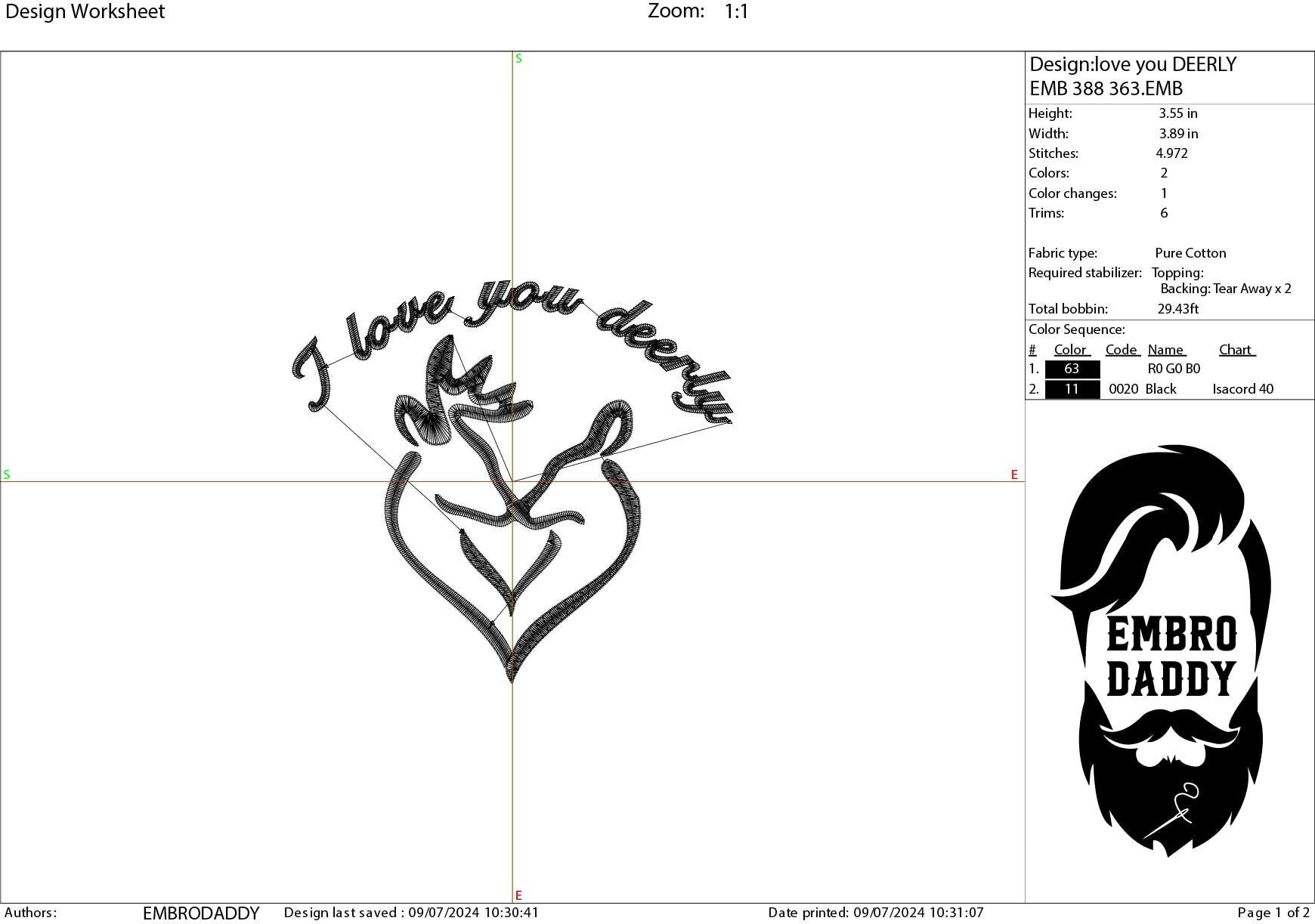 Machine Embroidery files, I love you deerly, couple, wedding, PES, DST, xxx, hus and more