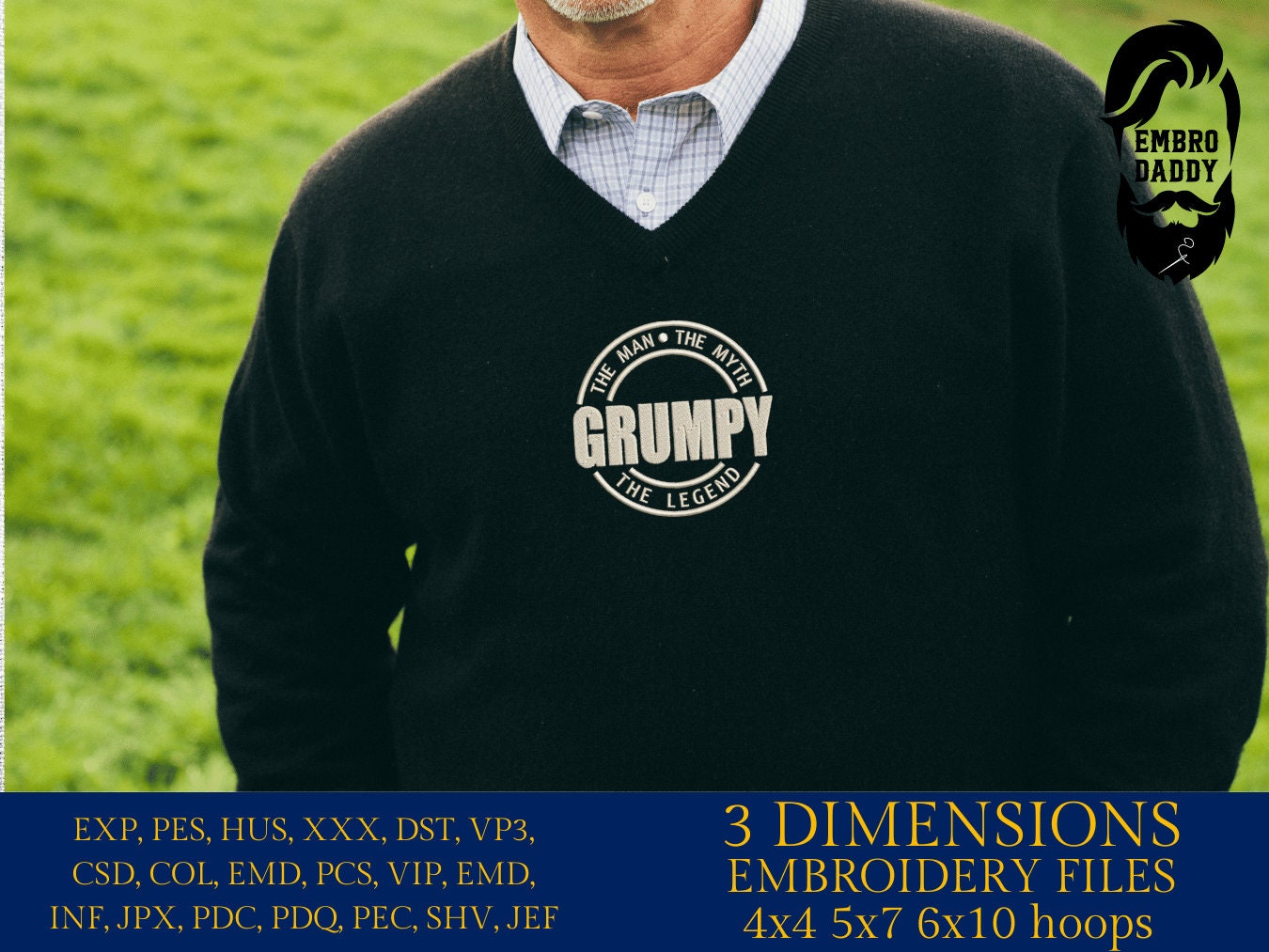 Machine Embroidery files, Grumpy, man myth legend PES, xxx hus & more