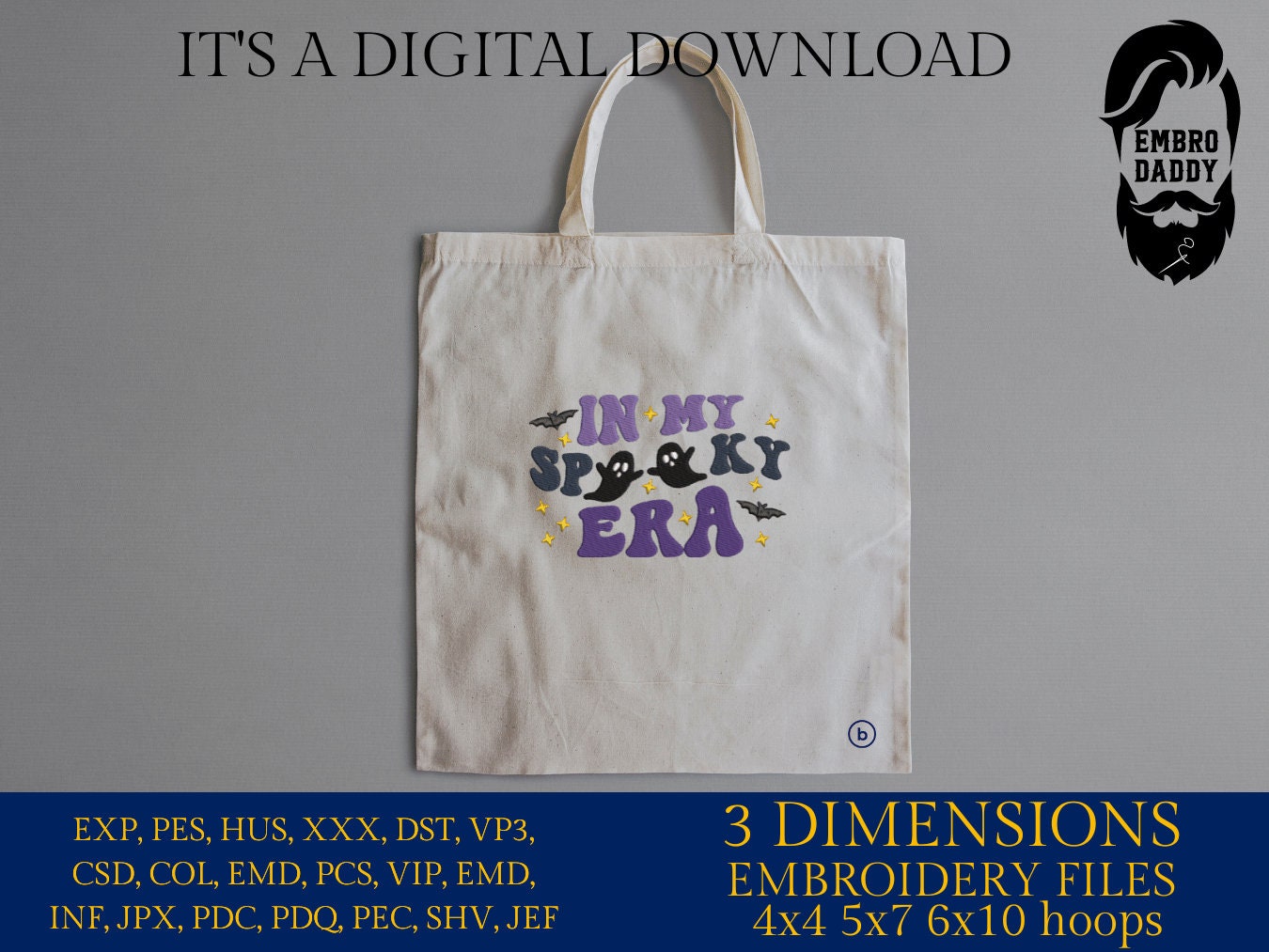 Machine Embroidery files, In my spooky era, Halloween, PES, DST, xxx, hus and more