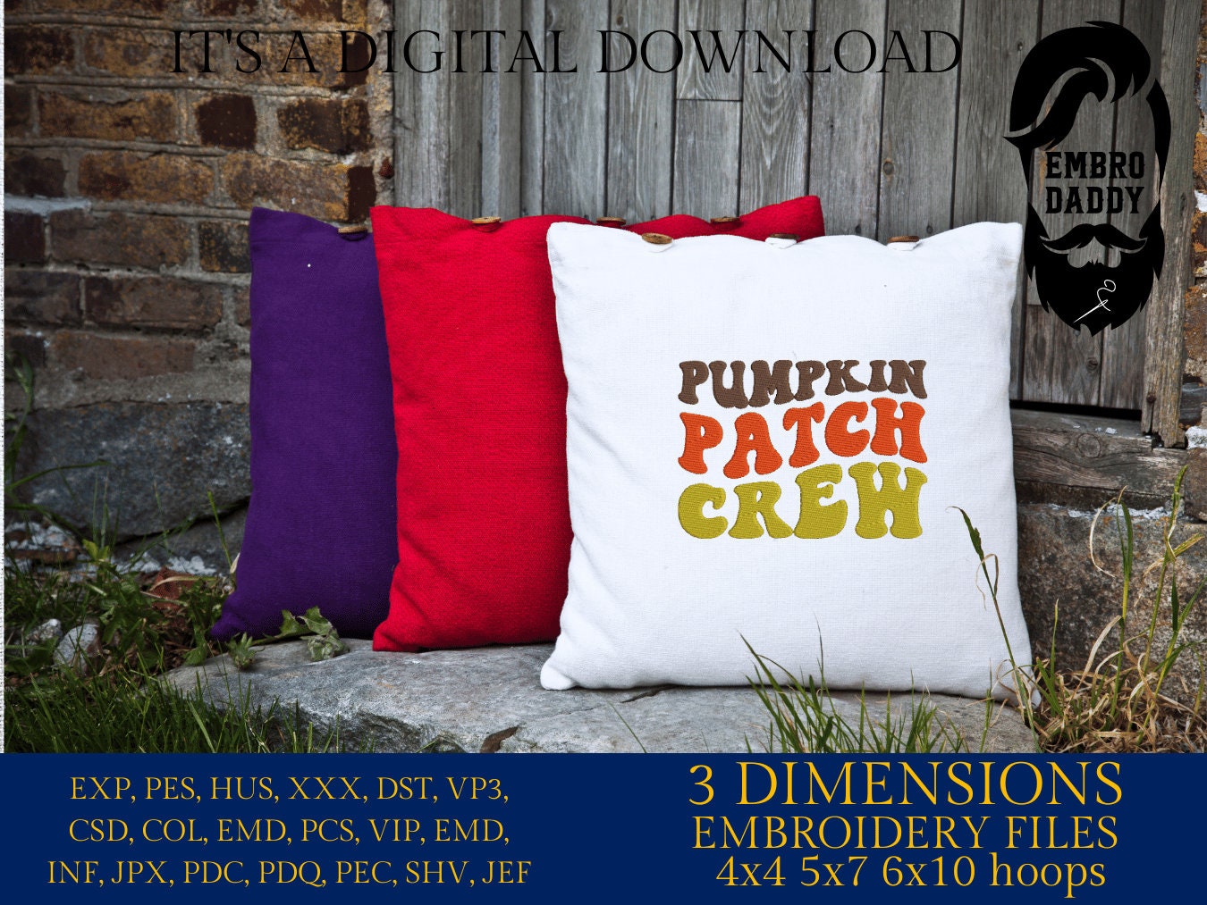 Machine Embroidery files, pumpkin patch crew, PES, DST, xxx, hus & more