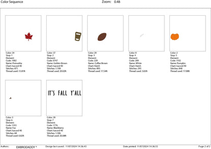 Machine Embroidery files, it's fall y'all, PES, DST, xxx, hus & more