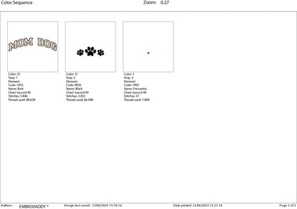 Machine embroidery files, mom dog, Embroidery Pattern File in PES, DST, hus & more