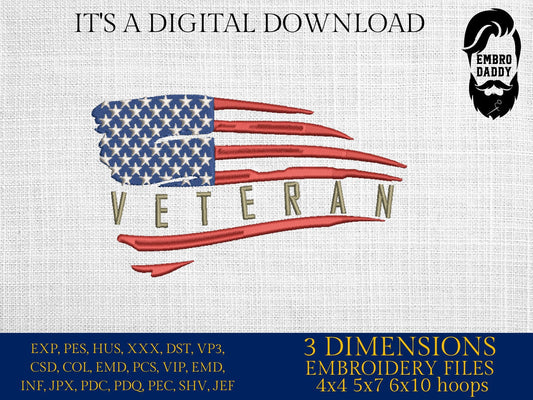 Machine Embroidery files, American Flag, veteran, PES, dst, xxx hus & more