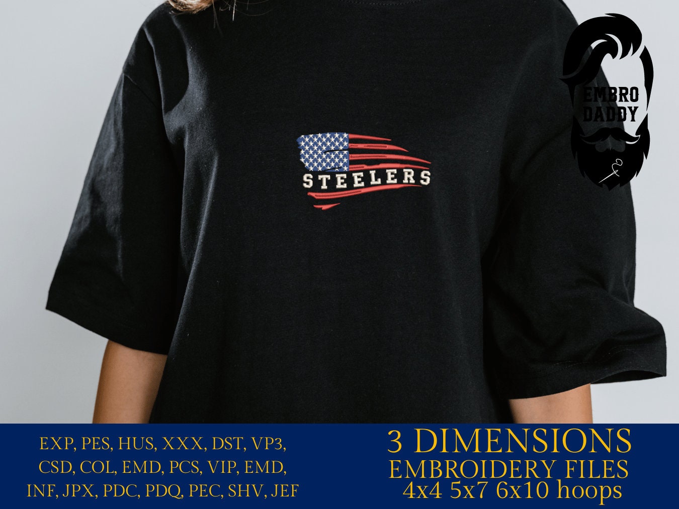 Machine Embroidery files, American Flag, steelers, PES, dst, xxx hus & more