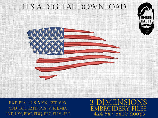 Machine Embroidery files, American Flag, PES, dst, xxx hus & more
