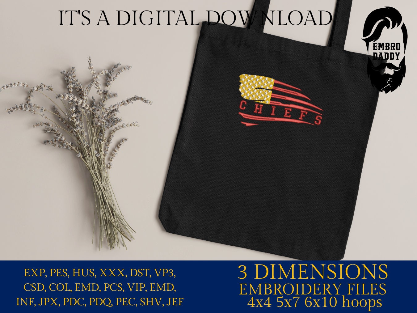Machine Embroidery files, American Flag, chiefs, PES, dst, xxx hus & more