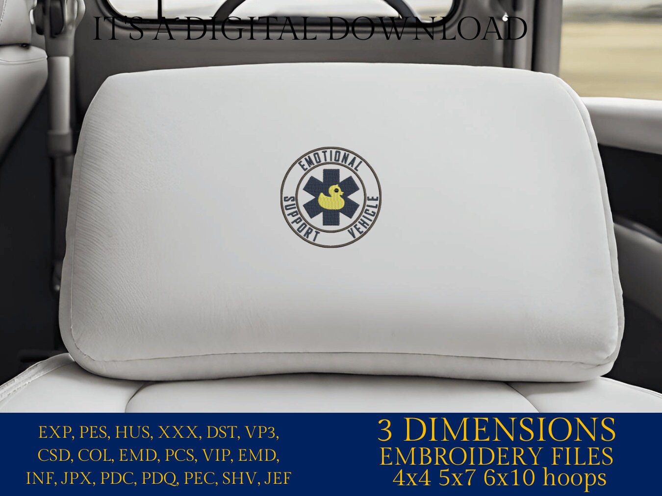 Machine Embroidery files, emotional support vehicle, Duck Wave for off road vehicle, PES, xxx, hus & more