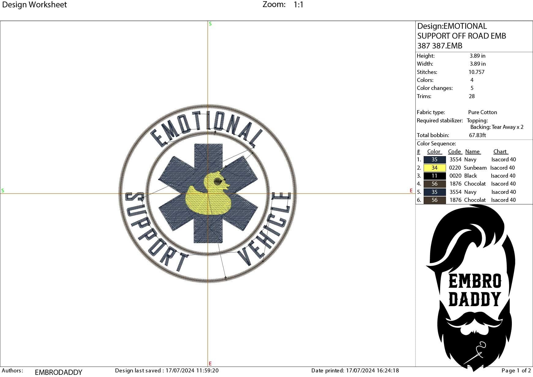 Machine Embroidery files, emotional support vehicle, Duck Wave for off road vehicle, PES, xxx, hus & more