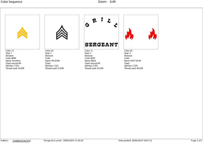 Machine Embroidery files, grill sergeant, embroidery files, gift idea PES, hus & more