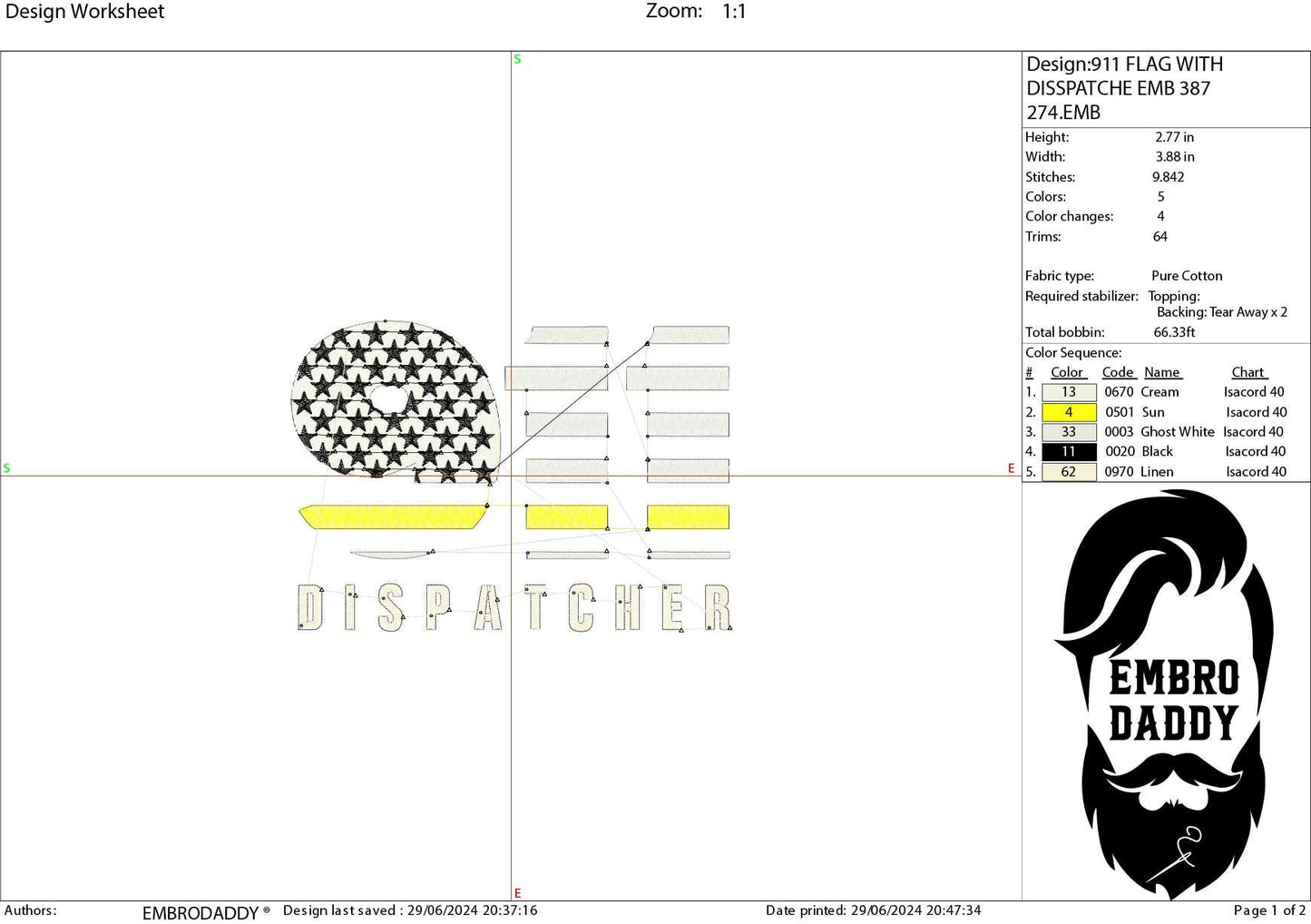 Machine Embroidery files, USA flag Dispatcher, American Flag, PES, xxx, hus & more