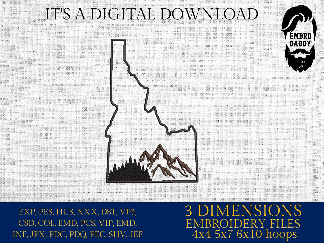 Machine Embroidery files, Idaho, DST, PES, xxx hus & more,