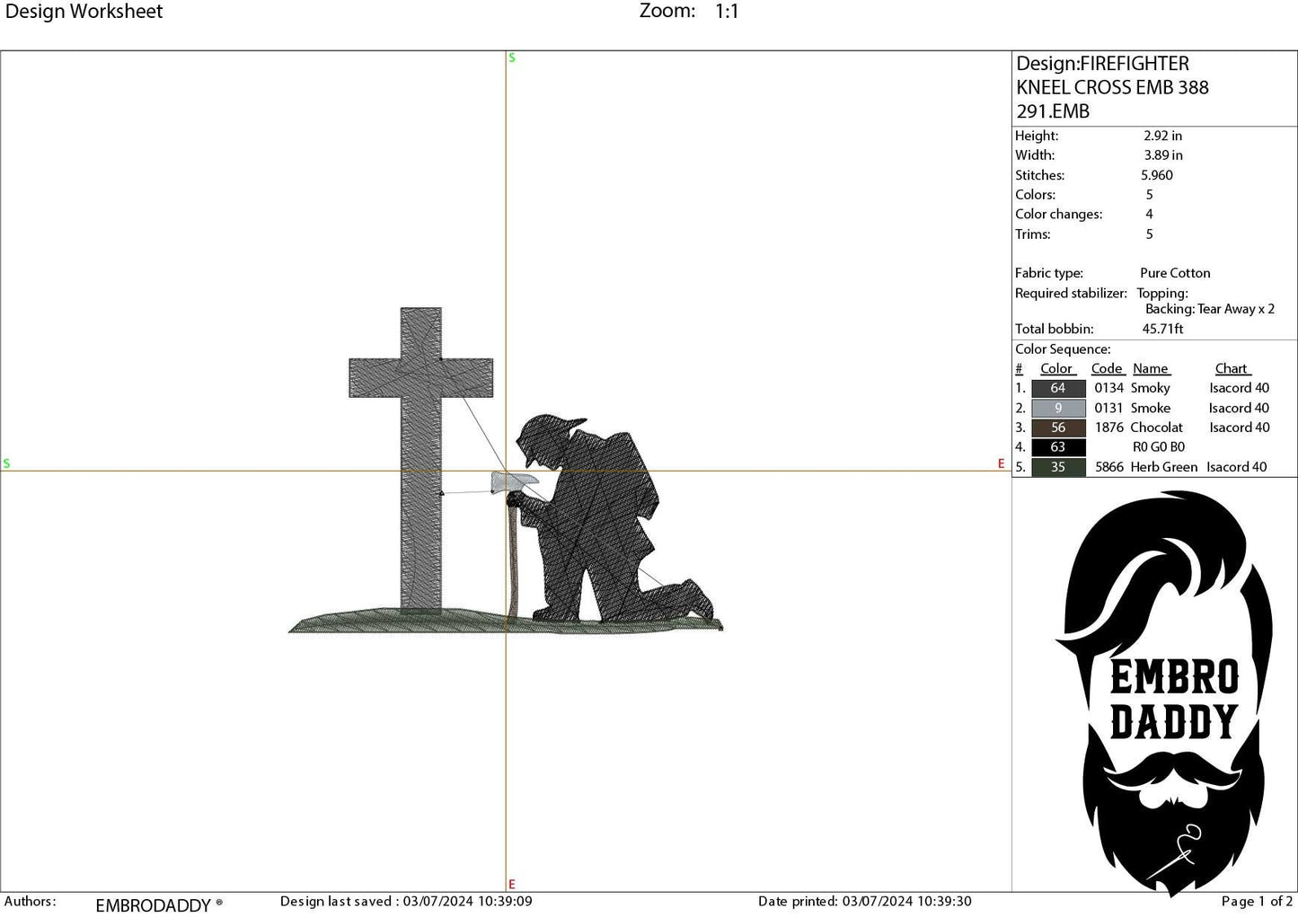 Machine Embroidery files, firefighter kneeling Cross, PES, DST, xxx, hus & more