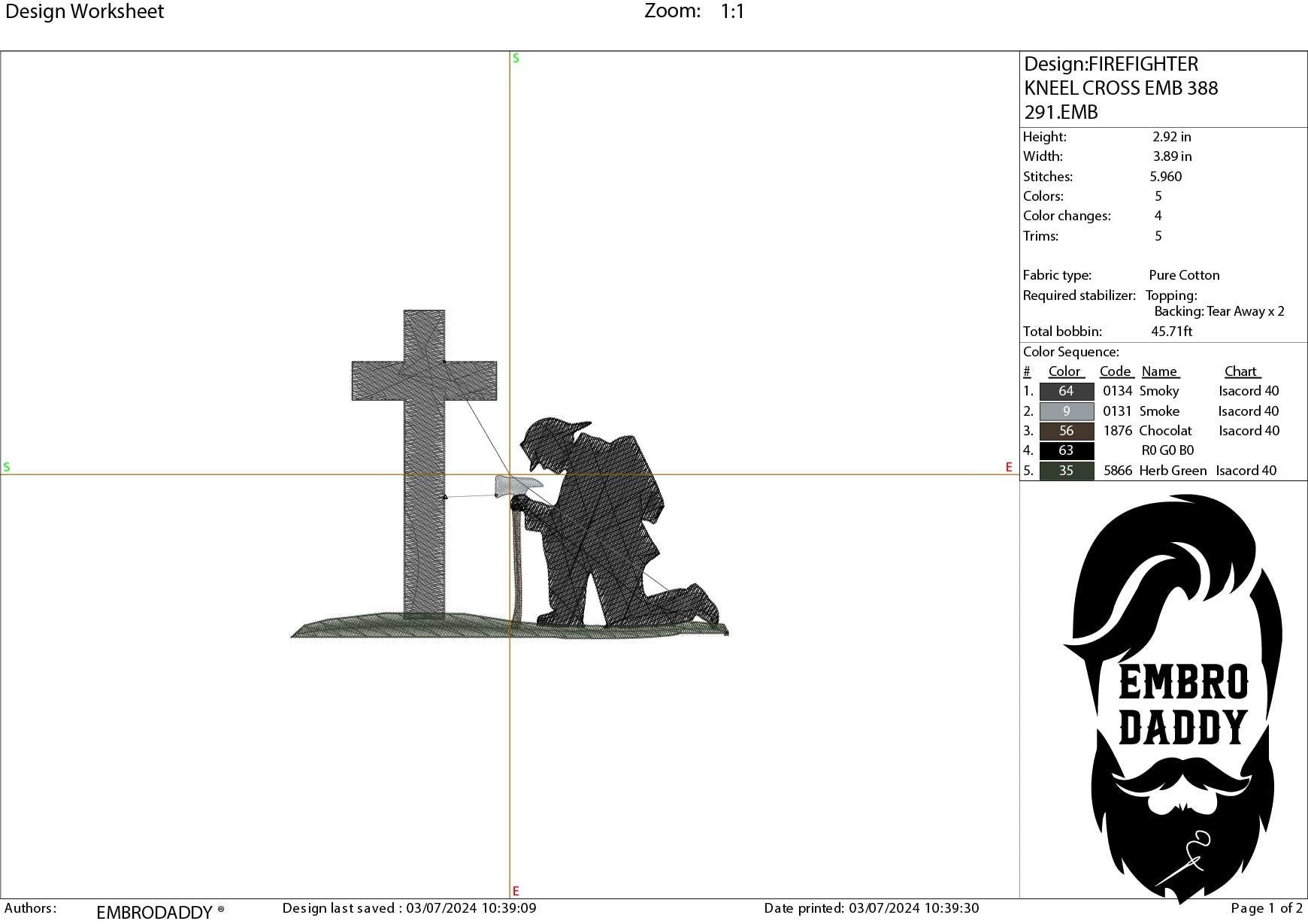 Machine Embroidery files, firefighter kneeling Cross, PES, DST, xxx, hus & more