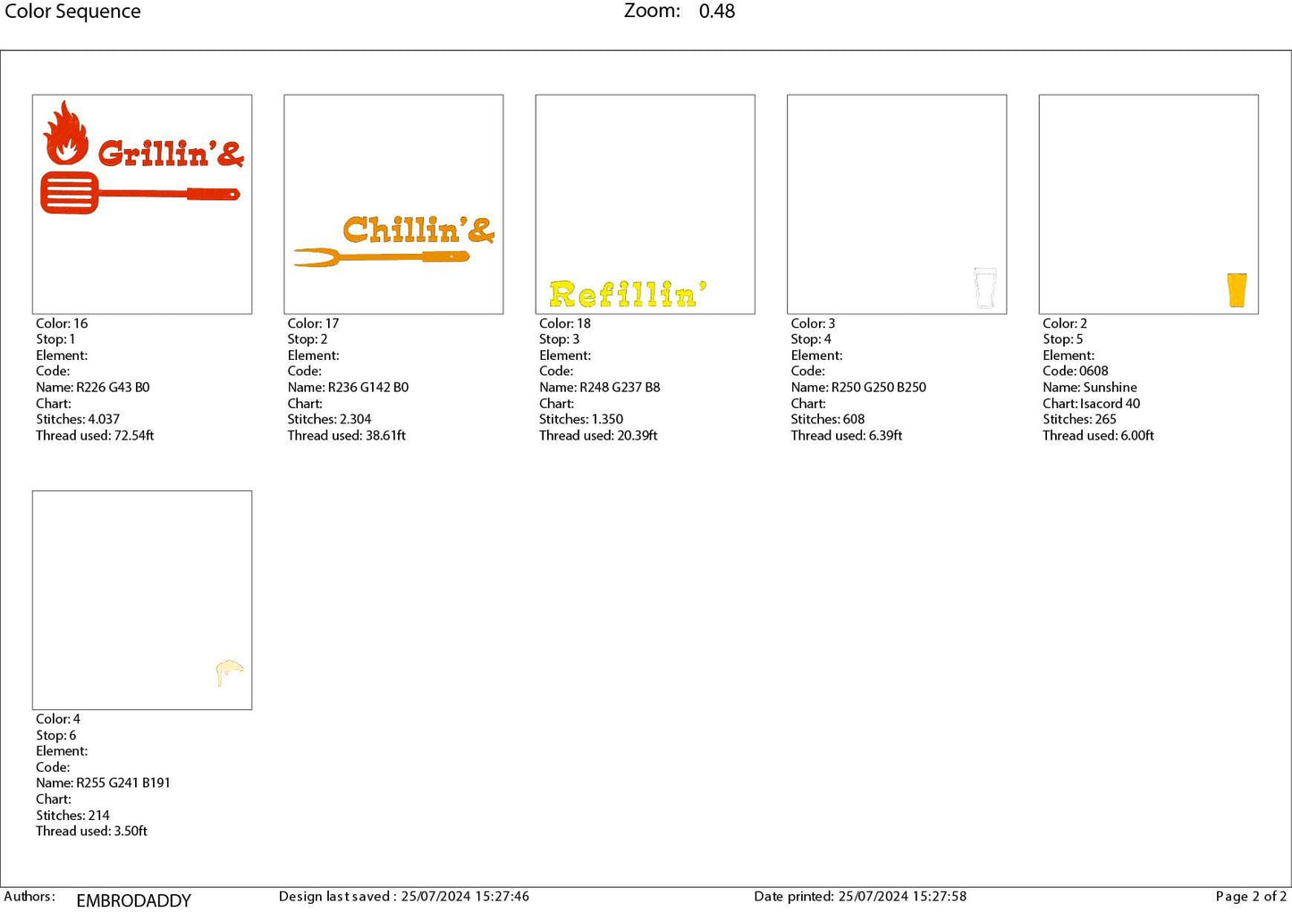 Machine Embroidery files, Grillin', Chillin', Refillin' dst PES, xxx, hus & more