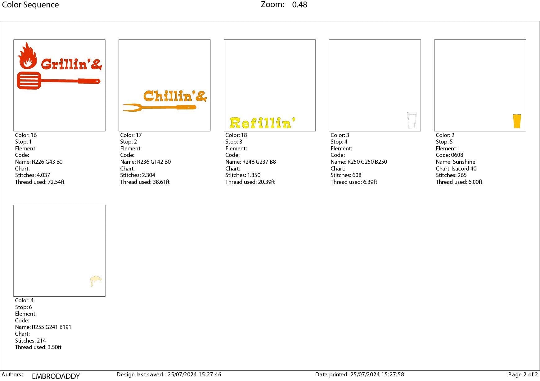 Machine Embroidery files, Grillin', Chillin', Refillin' dst PES, xxx, hus & more