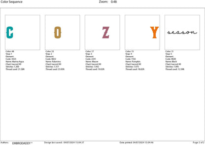 Machine Embroidery files, Cozy Season, PES, DST, xxx, hus & more