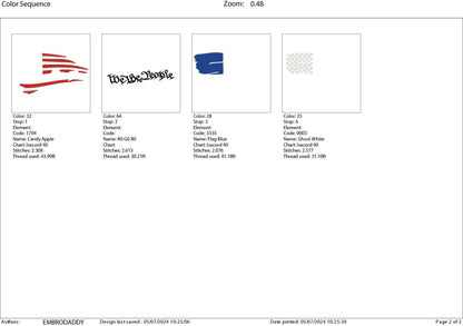 Machine Embroidery files, Usa flag, We the People, patriotic, PES, dst, xxx hus & more