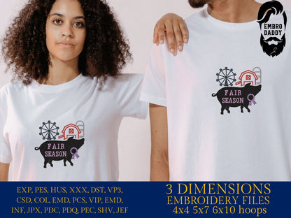 Machine Embroidery files, Fair Season, Show Livestock, Show pig, PES, dst, xxx hus & more
