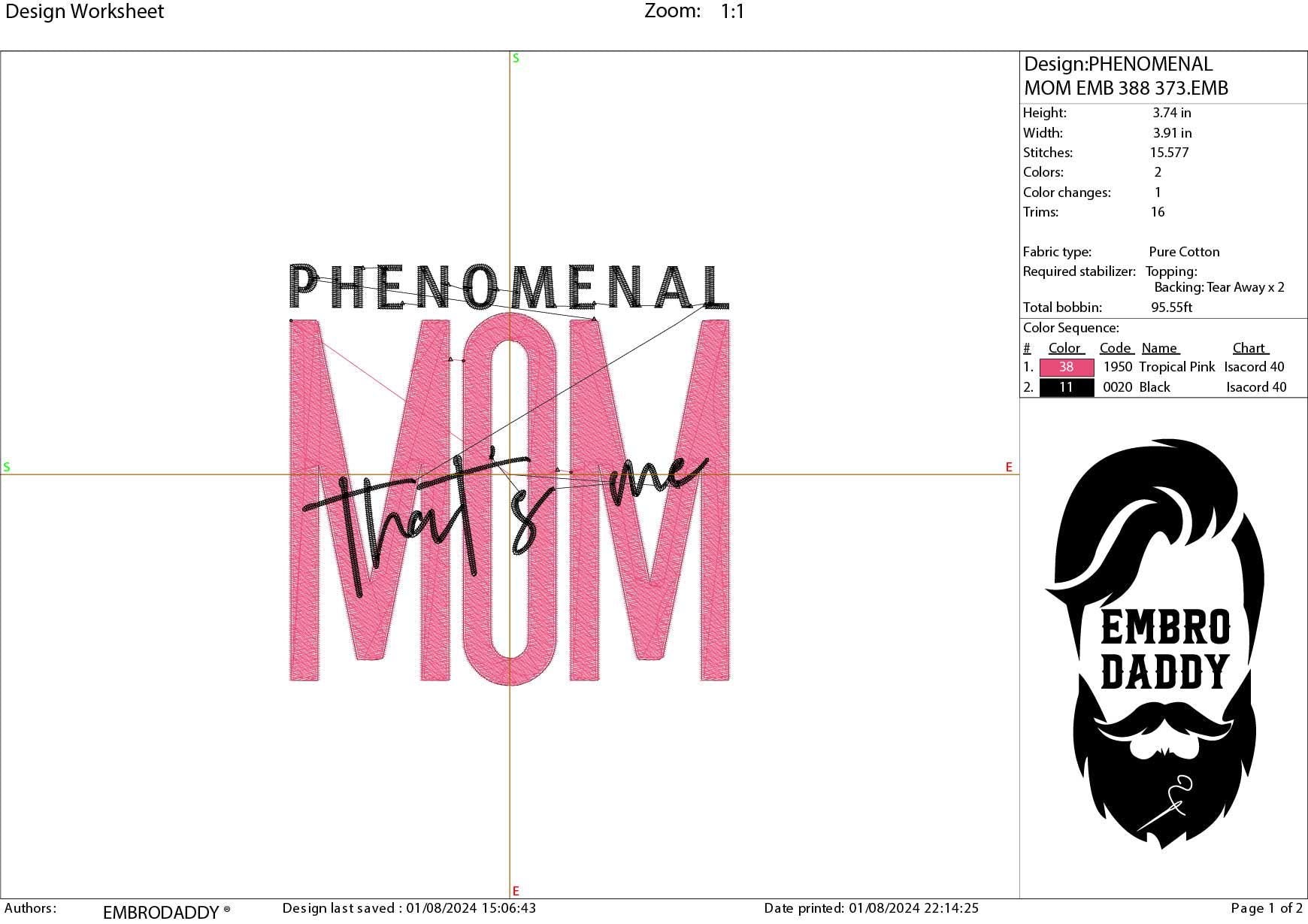 Machine Embroidery files, phenomenal MOM, that's me, DST, PES, xxx hus & more