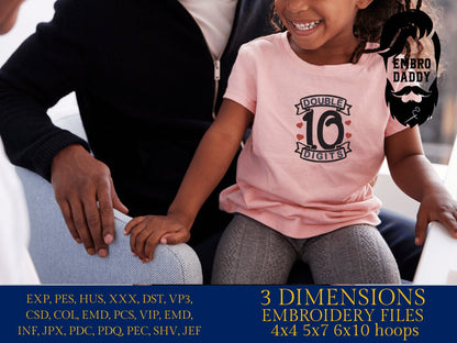 Machine Embroidery files, Double Digits, 10th Birthday, Tenth Birthday, 10th Birthday PES, xxx, hus & more