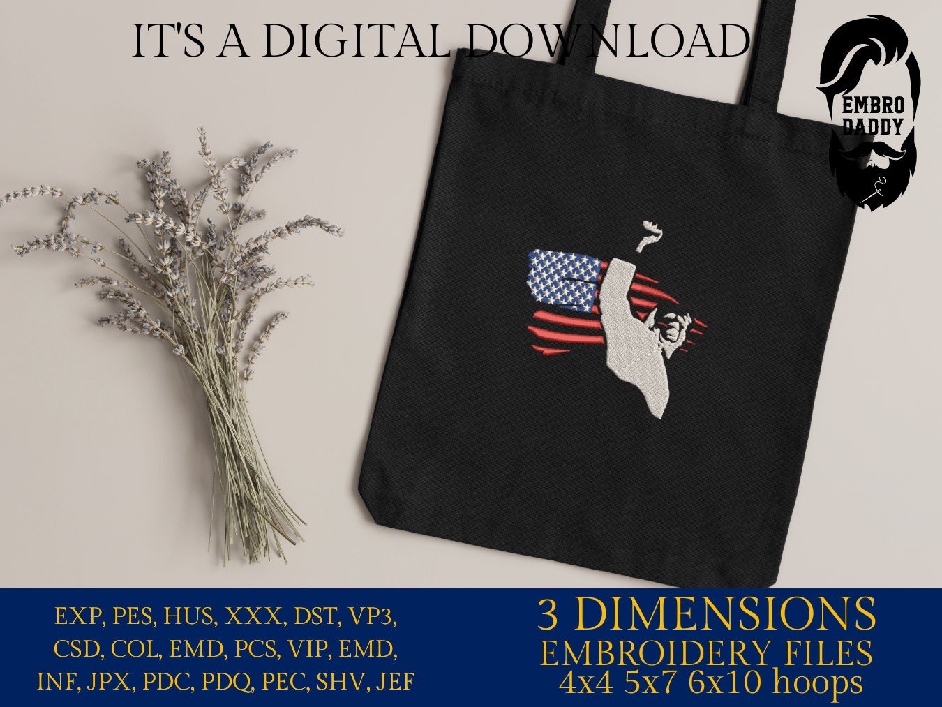 Machine Embroidery files, USA flag, Shoot Trump, 2024 Election, President, Republican, PES, xxx, dst, hus & more