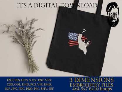 Machine Embroidery files, USA flag, Shoot Trump, 2024 Election, President, Republican, PES, xxx, dst, hus & more