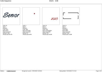 Machine Embroidery files, Senior 2025, PES, DST, xxx, hus & more