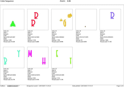 Machine Embroidery files, Merry and bright, PES, DST, xxx, hus and more