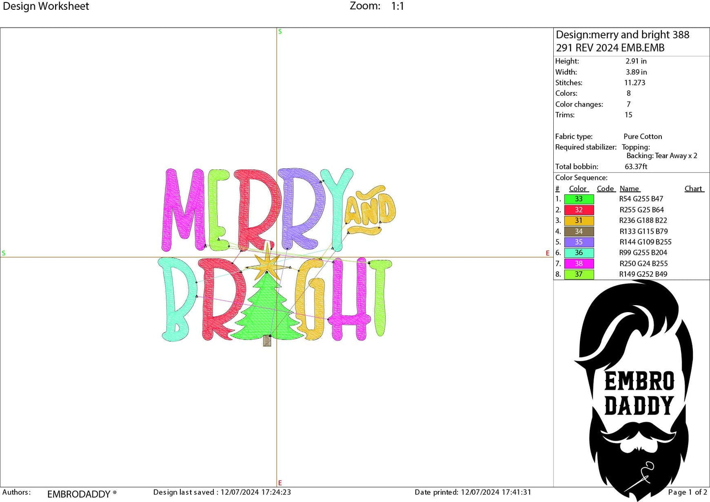 Machine Embroidery files, Merry and bright, PES, DST, xxx, hus and more