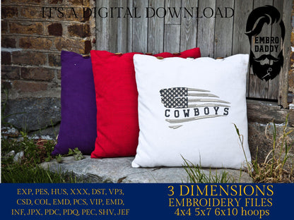 Machine Embroidery files, American Flag, cowboys, PES, dst, xxx hus & more