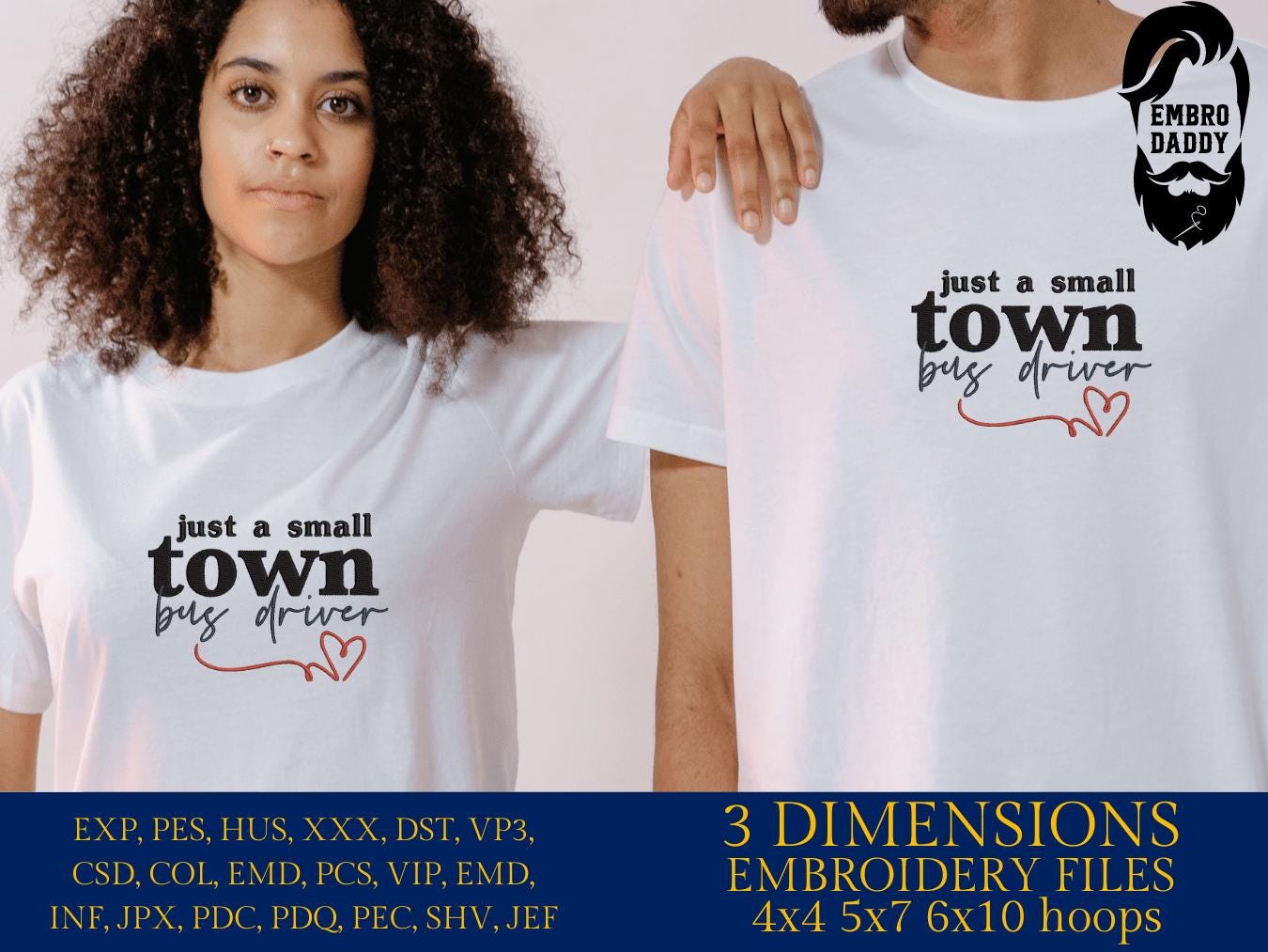 Machine Embroidery files, just a small town bus driver, PES, xxx, hus & more