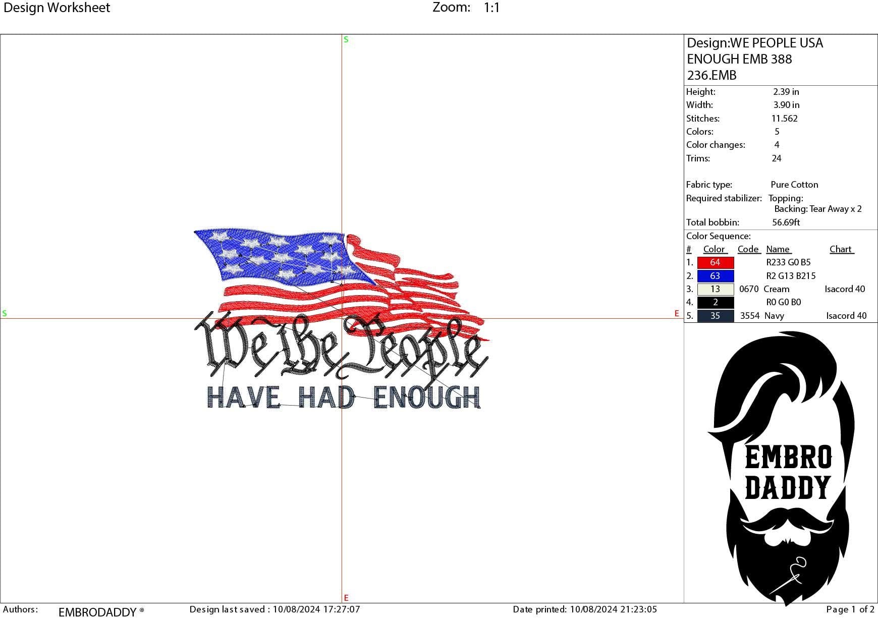 Machine Embroidery files, USA flag We the people, have had enough, PES, xxx, hus & more, embroidery files