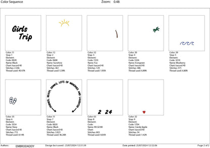 Machine Embroidery files, Girls trip 2024 , PES, xxx, hus & more