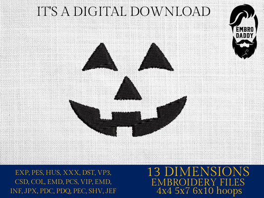 Machine Embroidery files, Jack O Lantern Face, Pumpkin Face Pattern, Halloween, Trick or Treat, Scary Pumpkin, PES, DST, xxx, hus and more
