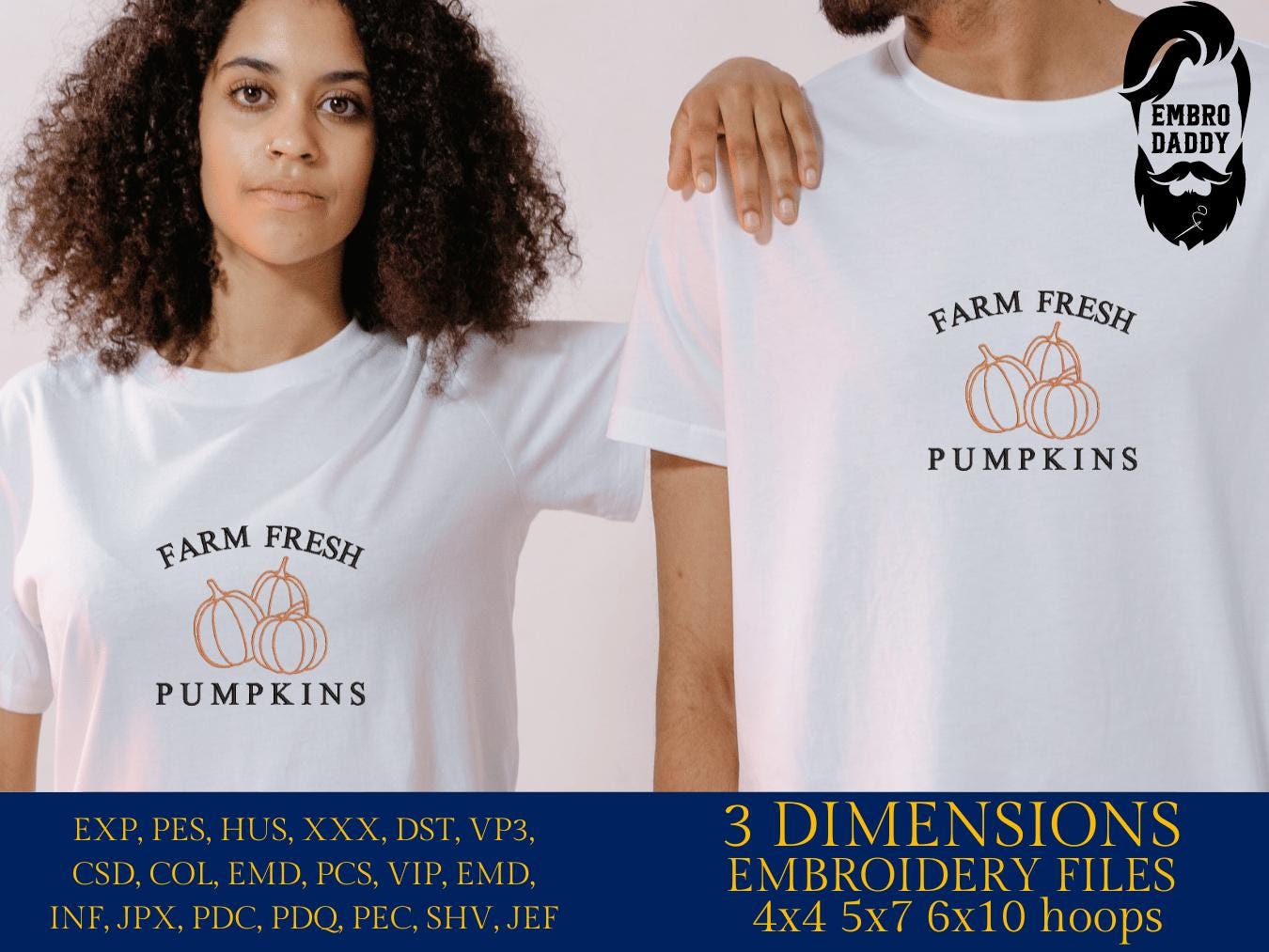 Machine Embroidery files, Farm Fresh Pumpkins, Autumn, Fall, PES, DST, xxx, hus & more