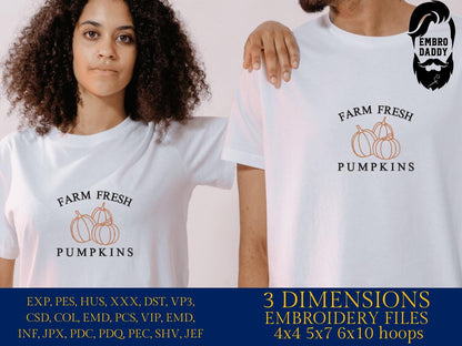 Machine Embroidery files, Farm Fresh Pumpkins, Autumn, Fall, PES, DST, xxx, hus & more