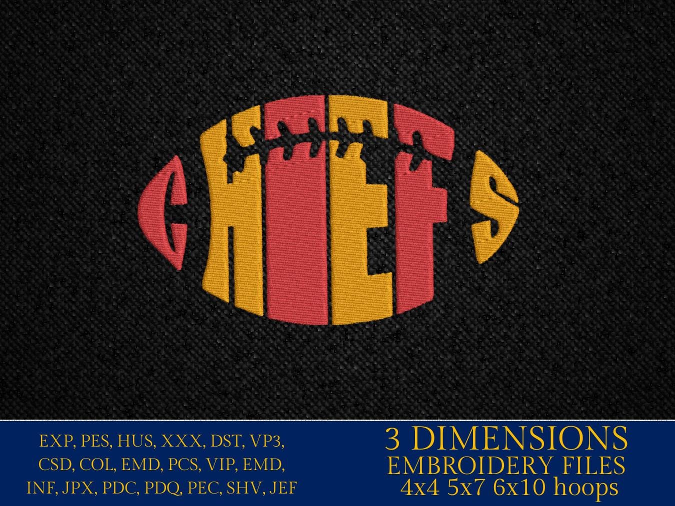 Machine Embroidery, lChiefs embroidery design, football gift idea PES, xxx, hus & more, fan embroidery files