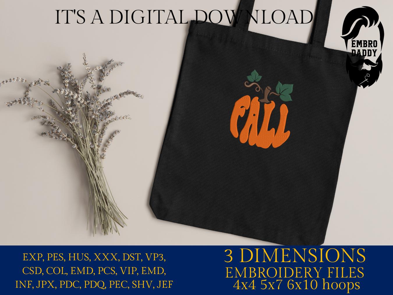 Machine Embroidery files, Pumpkin, Fall, PES, DST, xxx, hus & more