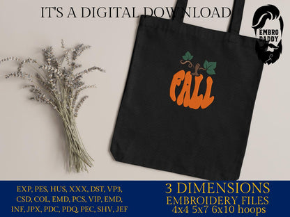 Machine Embroidery files, Pumpkin, Fall, PES, DST, xxx, hus & more