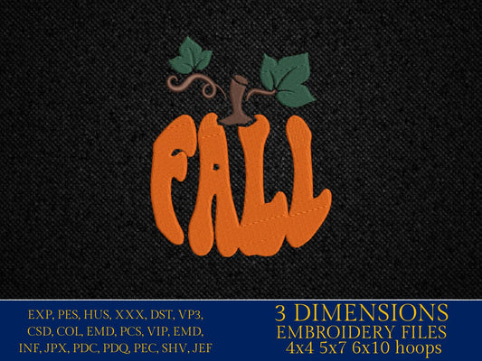 Machine Embroidery files, Pumpkin, Fall, PES, DST, xxx, hus & more
