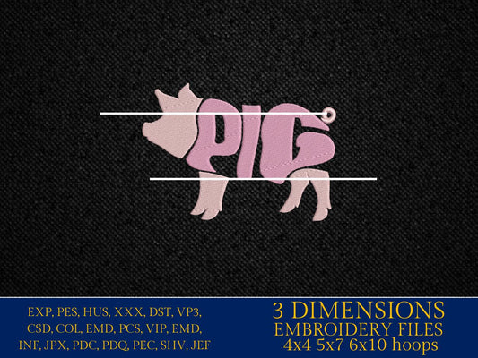 Machine Embroidery, pig, embroidery design, PES, xxx, hus & more