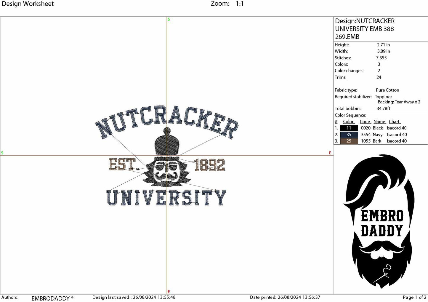 Machine Embroidery files, Nutcracker University, Merry Christmas, Nutcracker Crew, Christmas, Nutcracker Ornament, dst, PES, xxx, hus & more