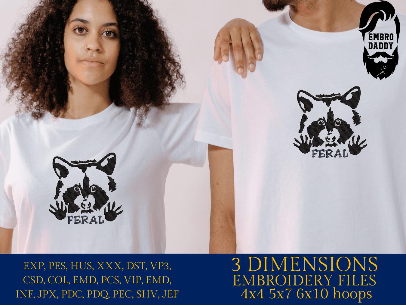 Machine Embroidery files, Feral, Racoon, Animal, PES, xxx, hus & more