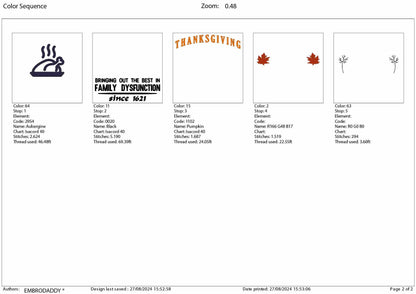 Machine Embroidery files, Family Thanksgiving, Sarcastic, Thankful, PES, DST, xxx, hus & more