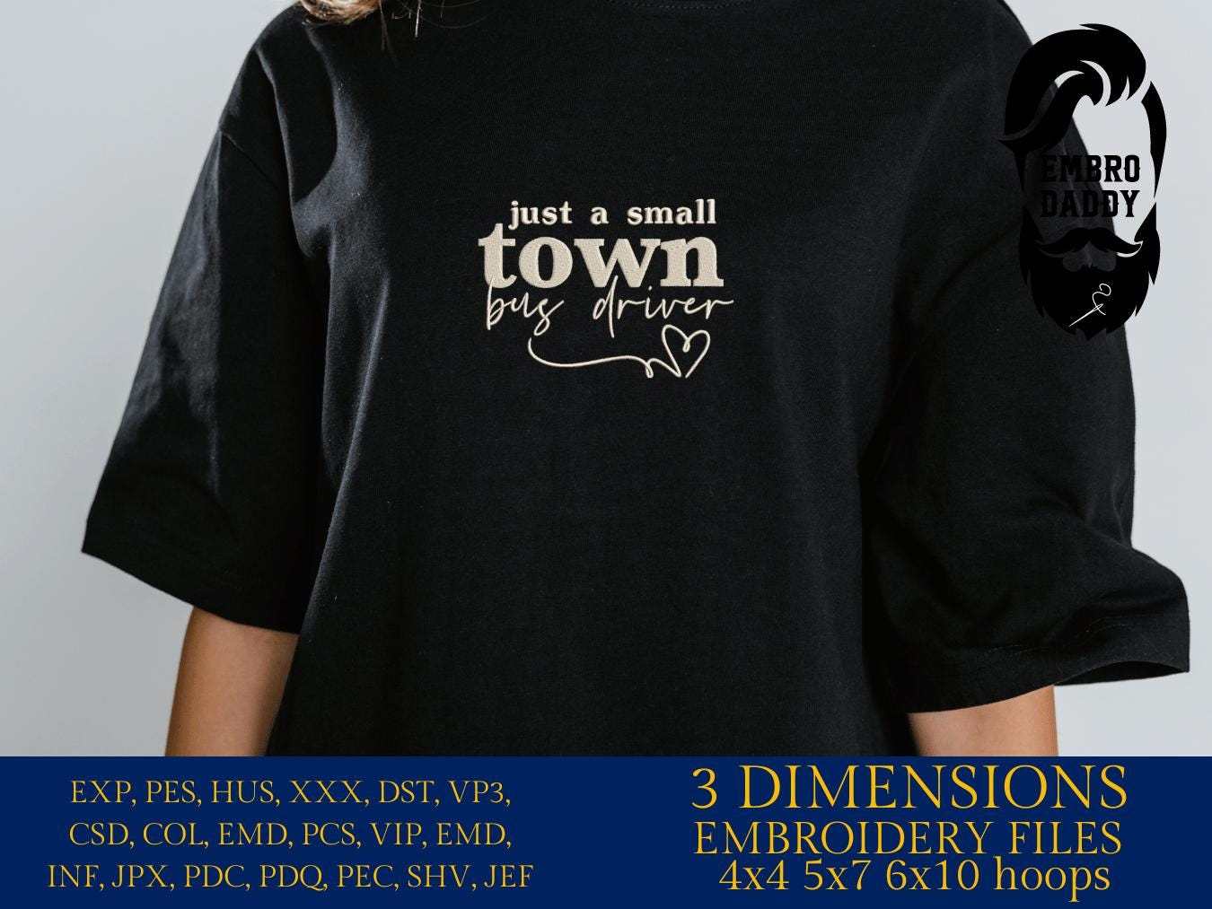 Machine Embroidery files, just a small town bus driver, PES, xxx, hus & more