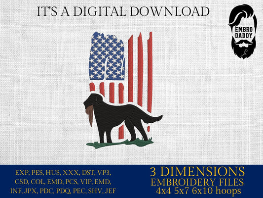 Machine Embroidery files, American Flag, dog with duck, PES, DST, xxx, hus & more,