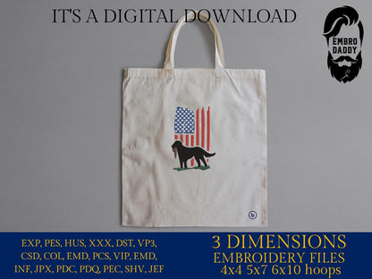 Machine Embroidery files, American Flag, dog with duck, PES, DST, xxx, hus & more,