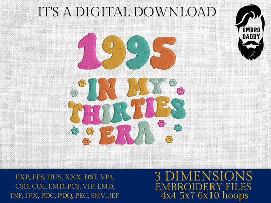 Machine Embroidery files, 1995 in my thirties era, embroidery files, PES, xxx, hus & more, embroidery files